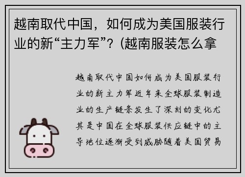 越南取代中国，如何成为美国服装行业的新“主力军”？(越南服装怎么拿在中国来)